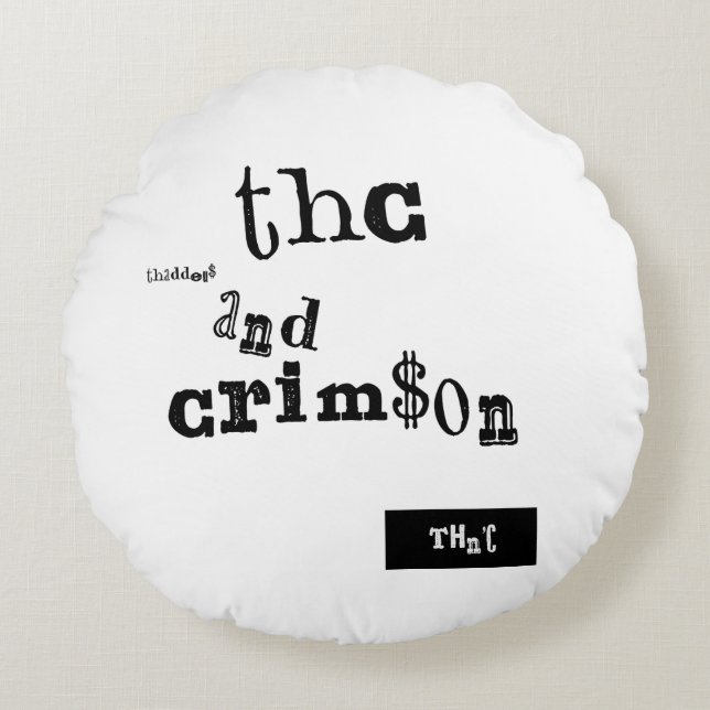 thaddeus & crimson rundes kissen (Vorderseite)