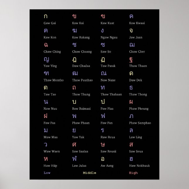 Thai Alphabet Consonant Class Poster (Vorne)