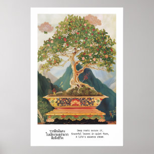 Thai-Bonsai-Baum-Kunstwerk Traditionelle Natur Poster