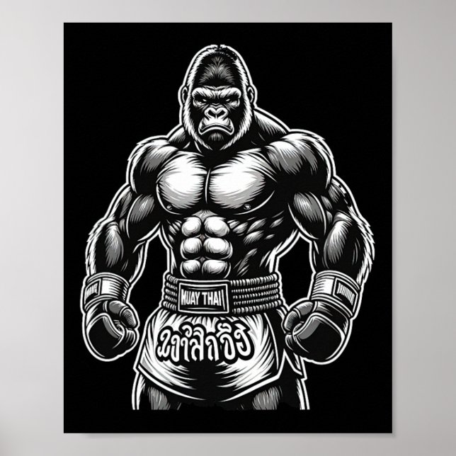 Thai-Boxen und Kickboxen - Muay Thai Gorilla  Poster (Vorne)
