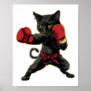 Thai Boxing Cat Funny Meau Thai Martial Arts Poster
