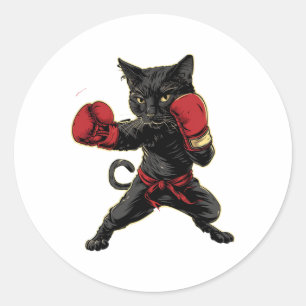 Thai Boxing Cat Funny Meau Thai Martial Arts Runder Aufkleber