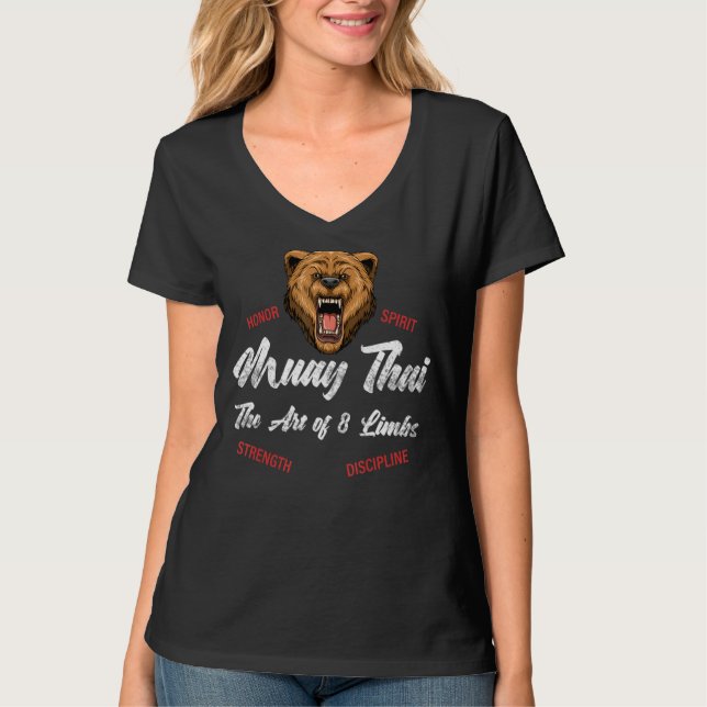 Thai Boxing Kickboxing Muay Thai Bear T-Shirt (Vorderseite)