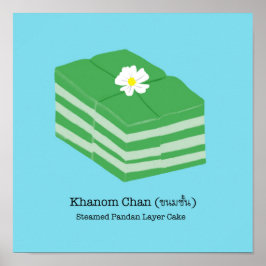 Thai Dessert/Snack Khanom Chan - Hellblau Poster