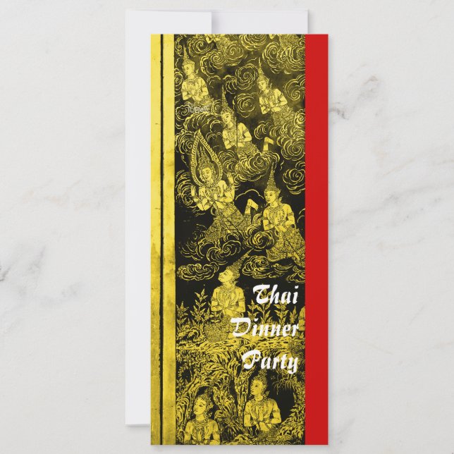 Thai Dinner Themenparty Einladung Gold