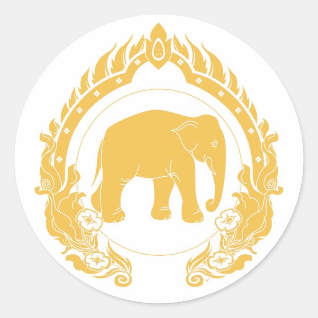 Thai Elephant Runder Aufkleber (Vorderseite)