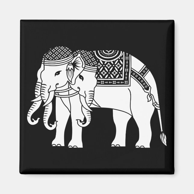 Thai Erawan White Elephant Magnet (Vorne)
