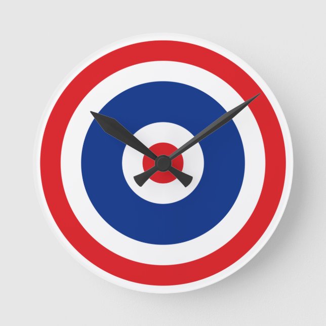 Thai Flag Roundel Target Runde Wanduhr (Vorderseite)
