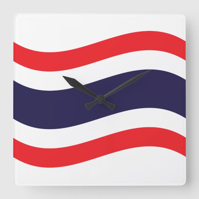 Thai Flag Wave Quadratische Wanduhr (Vorderseite)
