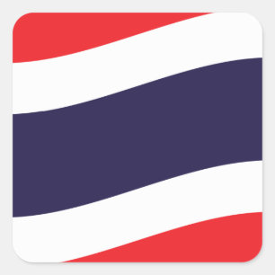 Thai Flag Wave Quadratischer Aufkleber