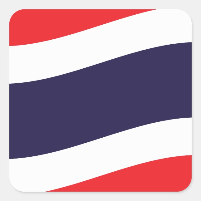 Thai Flag Wave Quadratischer Aufkleber (Vorderseite)