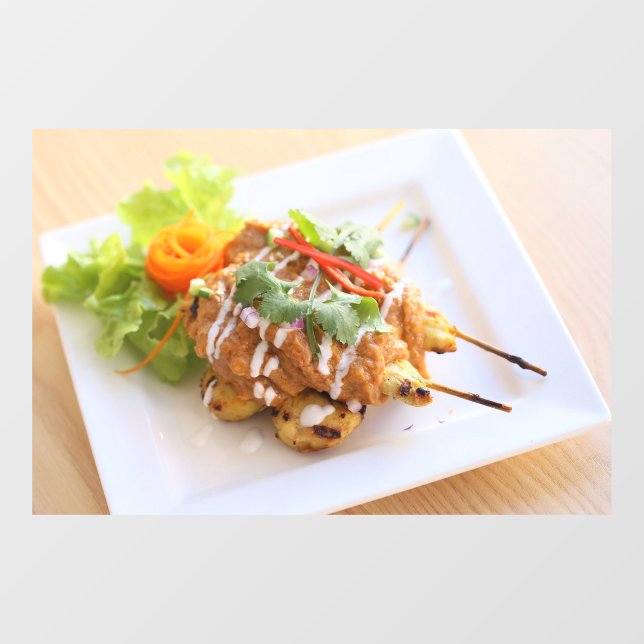 Thai Food Satay Chicken Skewer Thai Restaurant Fensteraufkleber (Blatt)