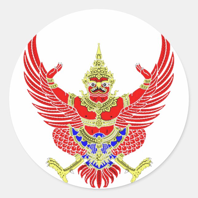 THAI GARUDA - KROOTH - SANSKRIT RUNDER AUFKLEBER (Vorderseite)