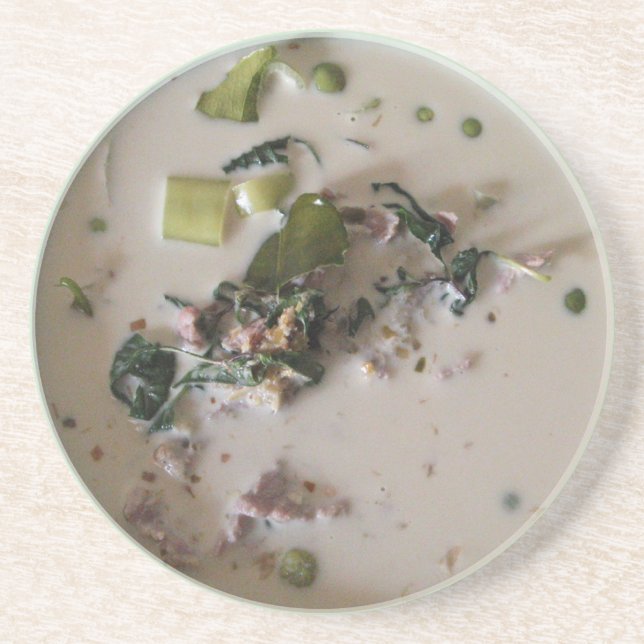 Thai Green Curry [แ ง เ ย ว กขีห. asiatisches Esse Sandstein Untersetzer (Vorne)