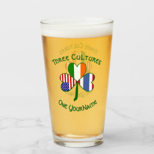 Thai Irish American Flags Kleeblatt Personalisiert Glas