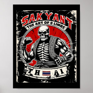 Thai Kickboxen Sak Yant Tattoo Skelett- Die Kunst Poster