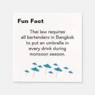 Thai Monsoon Regenschirm Fun Fact Cocktail Serviette