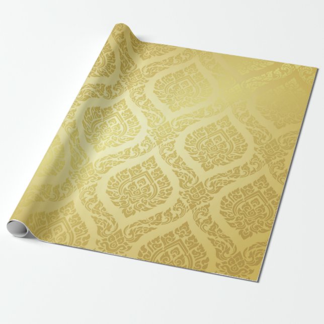 Thai Pattern Oberster Goldgrundthai, Muster, Geschenkpapier (Ungerollt)