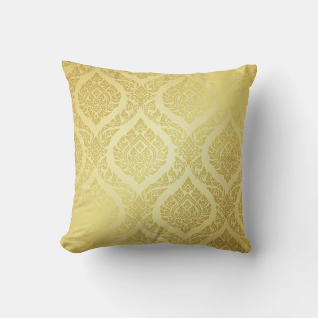 Thai Pattern Oberster Goldgrundthai, Muster, Kissen (Vorderseite)