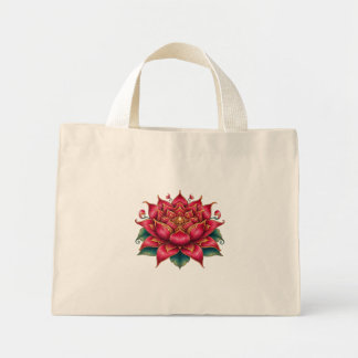 Thai Red Blume, Thai Art, Thai Design, thailändisc Mini Stoffbeutel