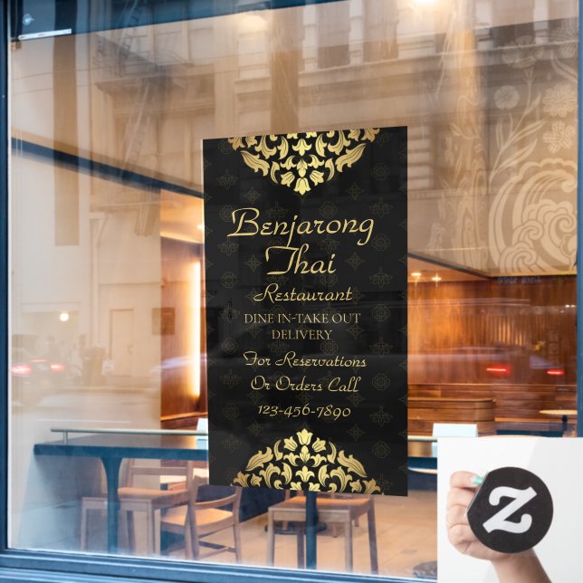 Thai Restaurant Traditionelle Thai Art Fensteraufkleber (Café-Fenster)