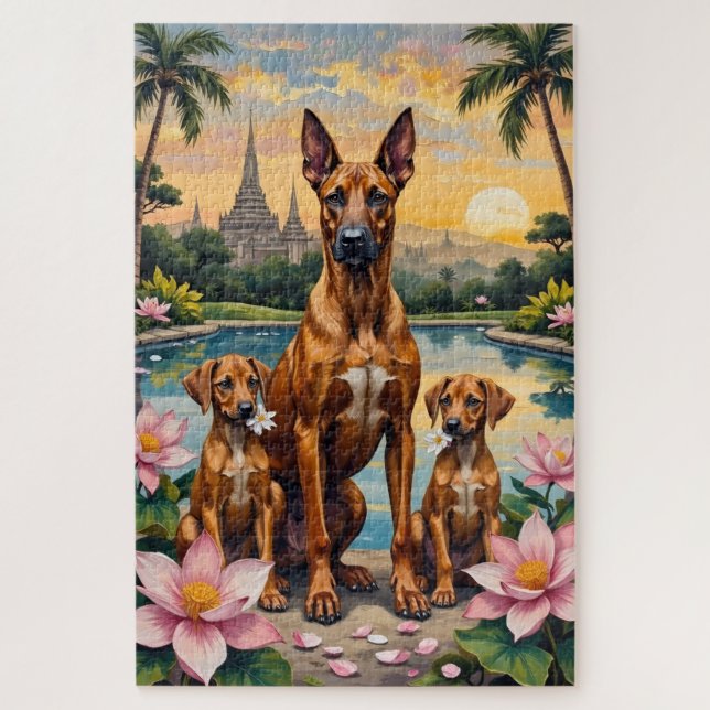 Thai Ridgeback Tropical Lotus Kunst Puzzle (Vertikal)