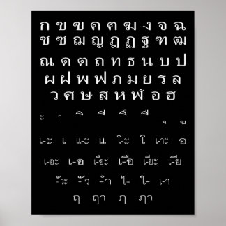 Thai Script Wall Alphabet Vowels Halloween Kostüm Poster