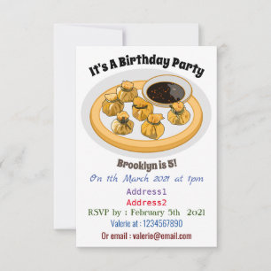 Thai Shrimp Cartoon Illustration Einladung