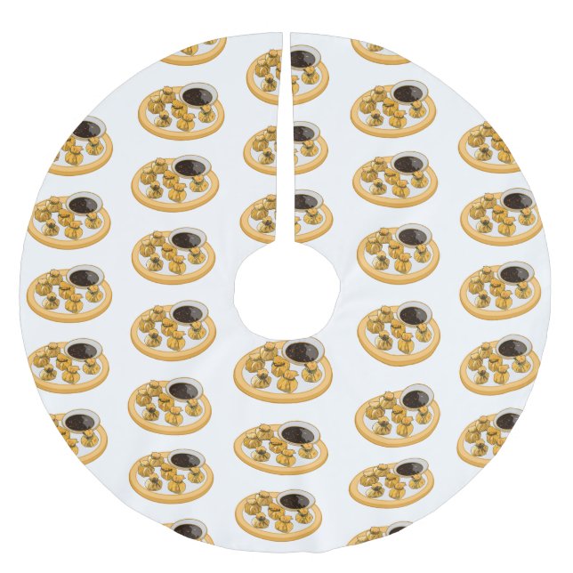 Thai Shrimp Cartoon Illustration Polyester Weihnachtsbaumdecke (Vorderseite)