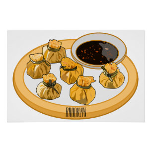 Thai Shrimp Cartoon Illustration Poster