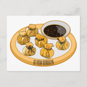 Thai Shrimp Cartoon Illustration Postkarte
