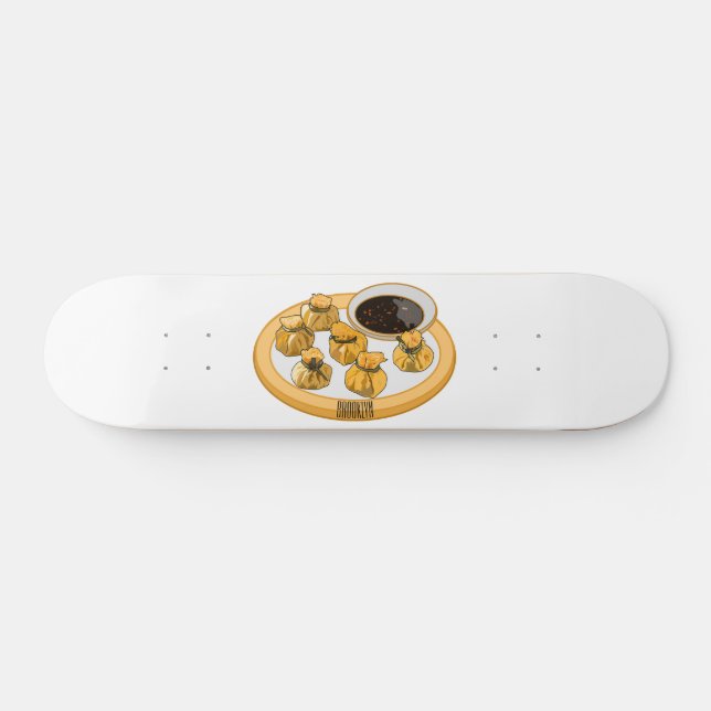 Thai Shrimp Cartoon Illustration Skateboard (Horizontal)