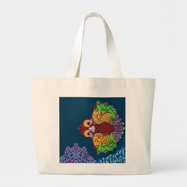 Thai Skript Abstract Fish Art | Jumbo-Taschentuch Jumbo Stoffbeutel (Vorne)