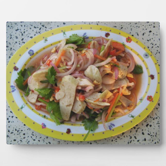 Thai Spicy Wurst Salat ... Asian Street Food Fotoplatte (Vorderseite)