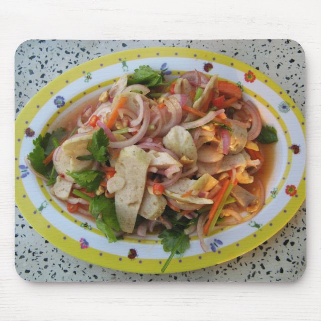 Thai Spicy Wurst Salat ... Asian Street Food Mousepad (Vorne)