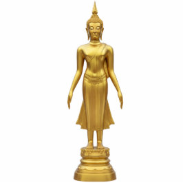 Thai Standing Gold Buddha Statue 2D statuette Freistehende Fotoskulptur