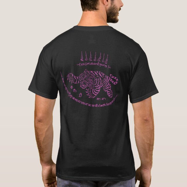 Thai Tatto Designs Tiger " Yant Suea " Pink T-Shirt (Rückseite)