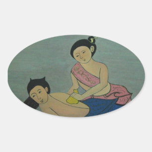 Thai Traditionelle Massage Ovaler Aufkleber