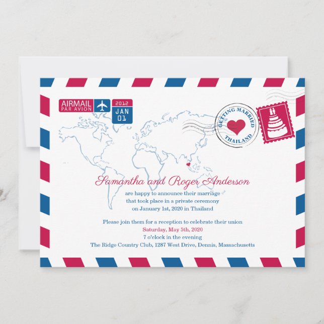 Thailand Air Mail Save the Date (Vorderseite)