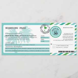 Thailand Airmail Boarding Pass Hochzeit Einladung