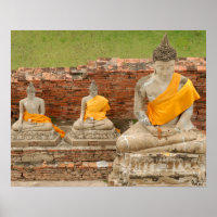 Thailand, Ayutthaya. Statuen des Sitzhaushalts