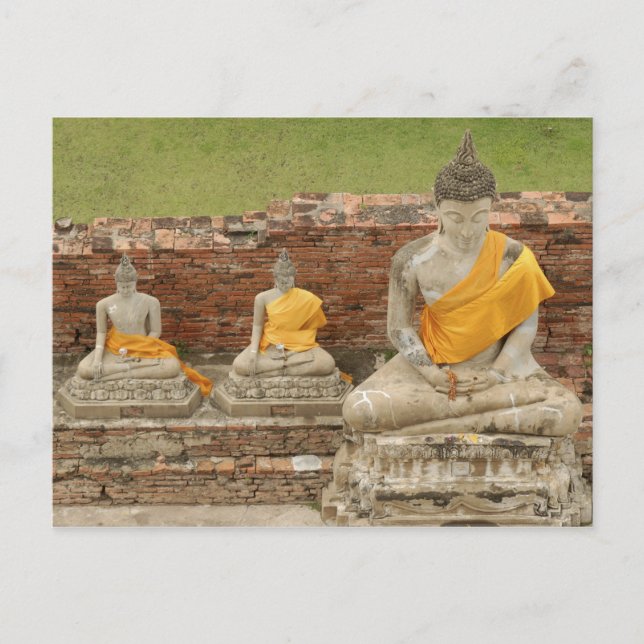 Thailand, Ayutthaya. Statuen des Sitzhaushalts Postkarte (Vorderseite)