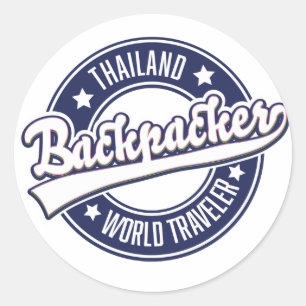 Thailand Backpacker World Traveller Logo Runder Aufkleber