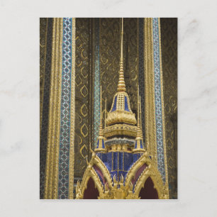 Thailand, Bangkok. Details von aufwendig verzierte Postkarte