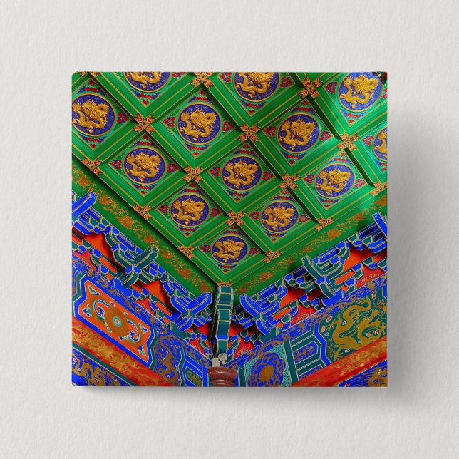 Thailand, Bangkok | Drachen-Tempel Button (Vorderseite)