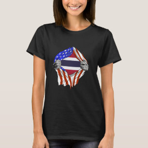 Thailand Brust USA Thai Wurzeln Thai Stolz Amerika T-Shirt