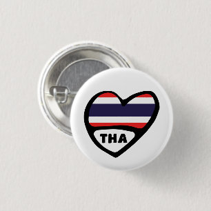 Thailand Country Code Flag Herz Button Abzeichen,