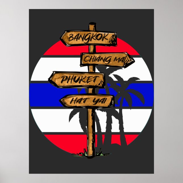 Thailand Destinationen - Bangkok Chiang Mai Phuket Poster (Vorne)