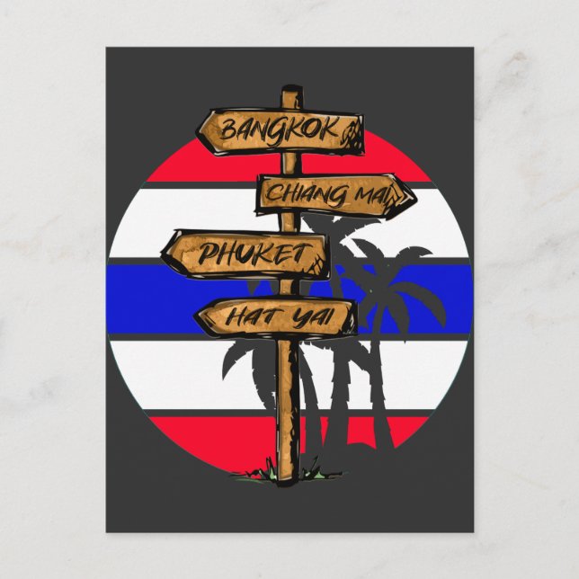Thailand Destinationen - Bangkok Chiang Mai Phuket Postkarte (Vorderseite)