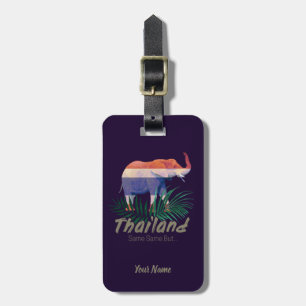 Thailand Elefant mit Flag- und DschungelBlätter Gepäckanhänger